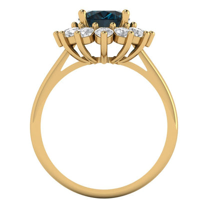 2.72 cttw Natural London Blue Topaz Hidden Halo Engagement Ring - Solid Gold (Oval Cut,9x7mm)