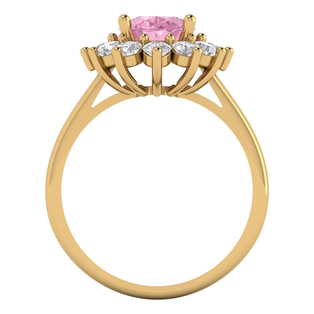 2.72 cttw Zirconia Simulated Pink Diamond Hidden Halo Engagement Ring - Solid Gold (VVS1, Oval Cut,9x7mm)