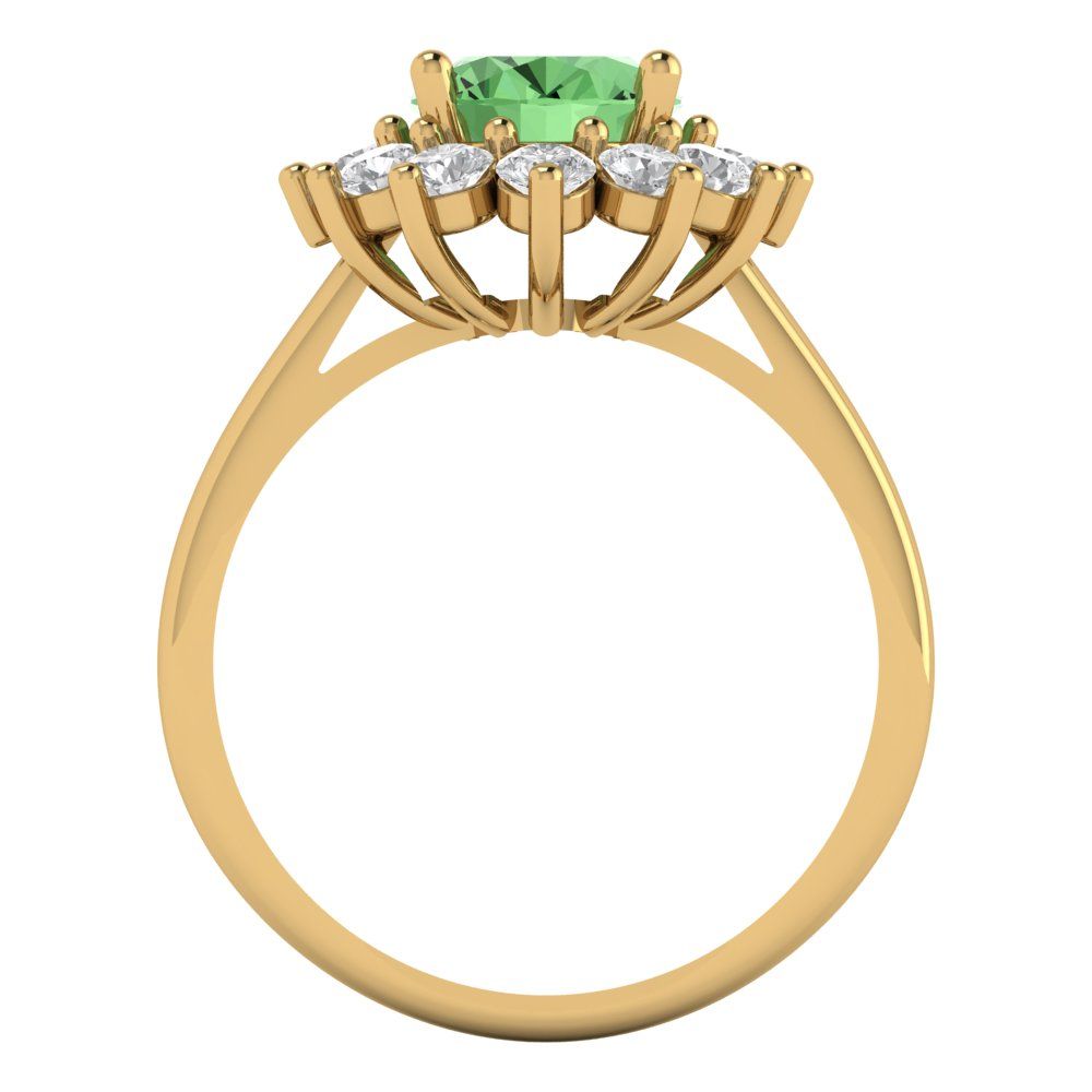 2.72 cttw Zirconia Simulated Green Diamond Hidden Halo Engagement Ring - Solid Gold (VVS1, Oval Cut,9x7mm)