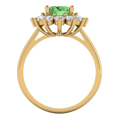 2.72 cttw Zirconia Simulated Green Diamond Hidden Halo Engagement Ring - Solid Gold (VVS1, Oval Cut,9x7mm)
