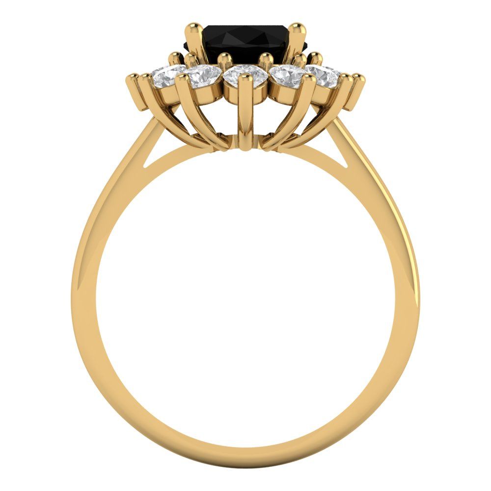 2.72 cttw Natural Onyx Hidden Halo Engagement Ring - Solid Gold (Oval Cut,9x7mm)
