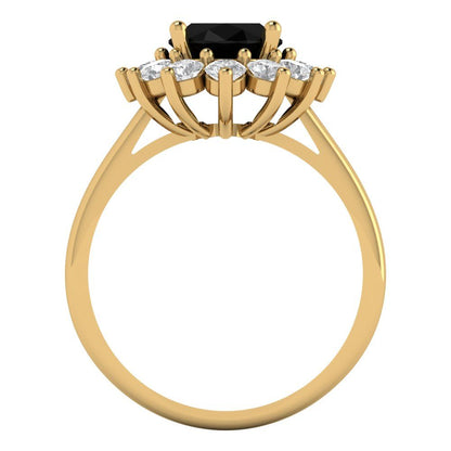 2.72 cttw Natural Onyx Hidden Halo Engagement Ring - Solid Gold (Oval Cut,9x7mm)
