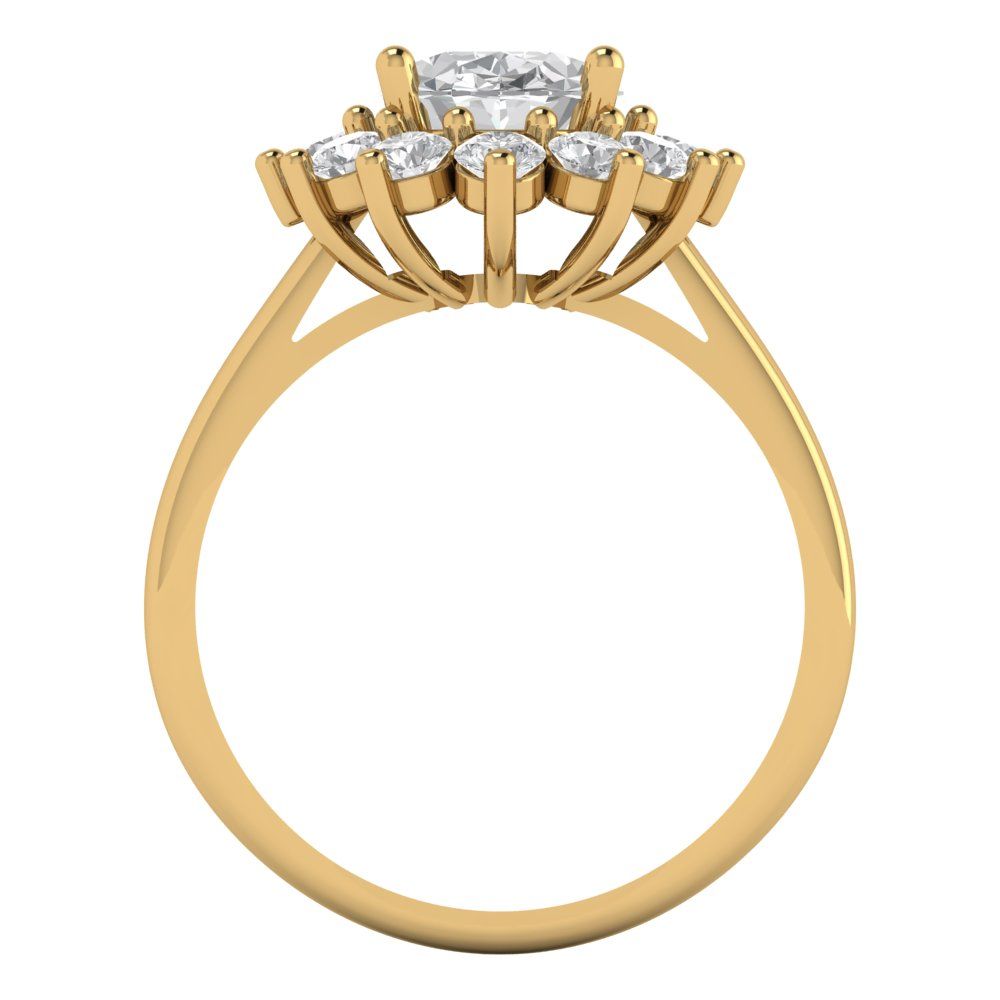 2.72 cttw Certified Moissanite Hidden Halo Engagement Ring - Solid Gold (VVS1, D-F,Oval Cut,9x7mm)