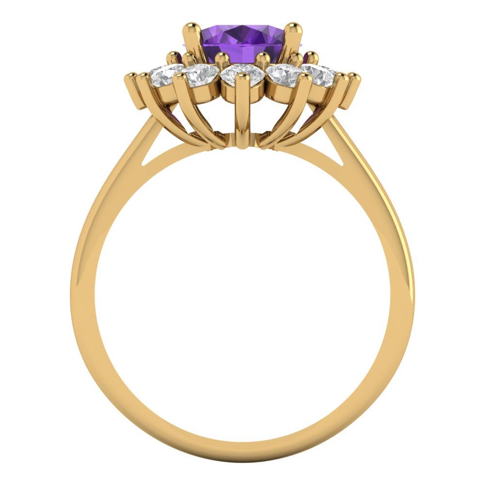 2.72 cttw Natural Amethyst Hidden Halo Engagement Ring - Solid Gold (Oval Cut,9x7mm)