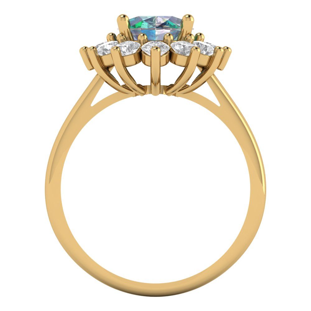 2.72 cttw Blue Moissanite Hidden Halo Engagement Ring - Solid Gold (Oval Cut,9x7mm)