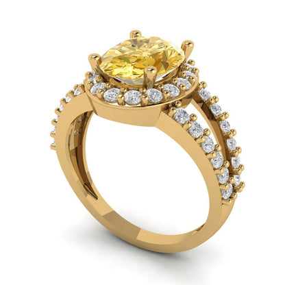 2.6 cttw Natural Citrine Hidden Halo Engagement Ring - Solid Gold (Oval Cut,9x7mm)