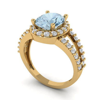 2.6 cttw Natural Sky Blue Topaz Hidden Halo Engagement Ring - Solid Gold (Oval Cut,9x7mm)