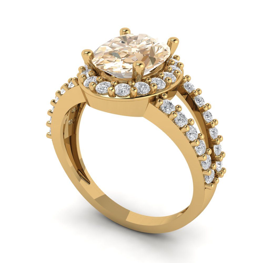 2.6 cttw Natural Morganite Hidden Halo Engagement Ring - Solid Gold (Oval Cut,9x7mm)