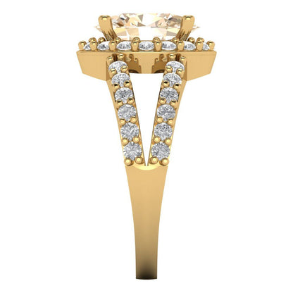 2.6 cttw Natural Morganite Hidden Halo Engagement Ring - Solid Gold (Oval Cut,9x7mm)