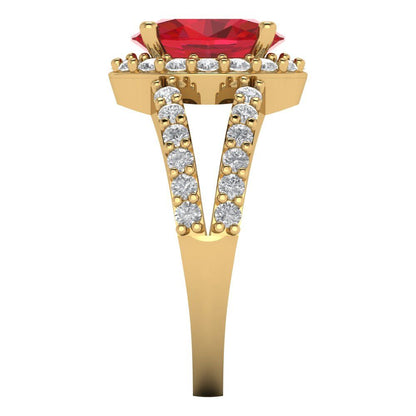 2.6 cttw Simulated Pink Tourmaline Hidden Halo Engagement Ring - Solid Gold (Oval Cut,9x7mm)