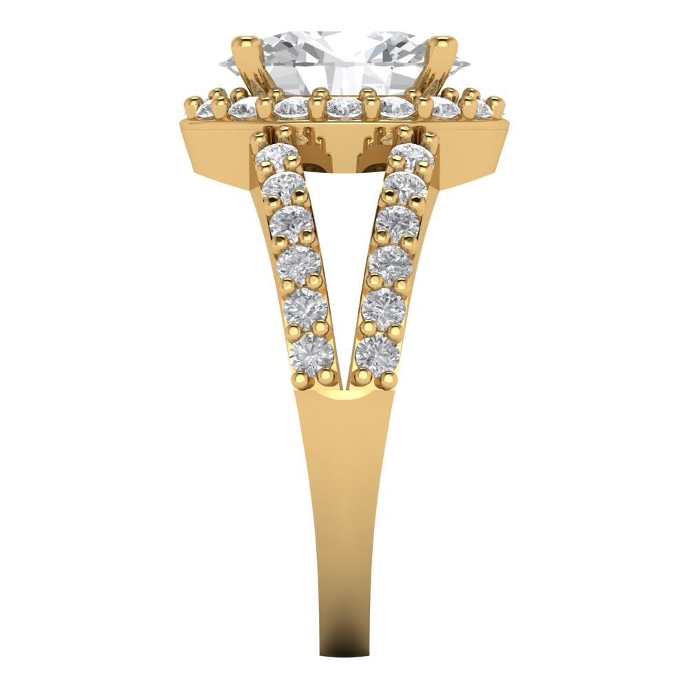 2.6 cttw Certified Moissanite Hidden Halo Engagement Ring - Solid Gold (VVS1, D-F,Oval Cut,9x7mm)