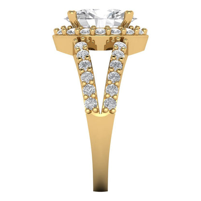 2.6 cttw White Sapphire Hidden Halo Engagement Ring - Solid Gold (Oval Cut,9x7mm)