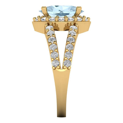 2.6 cttw Natural Sky Blue Topaz Hidden Halo Engagement Ring - Solid Gold (Oval Cut,9x7mm)