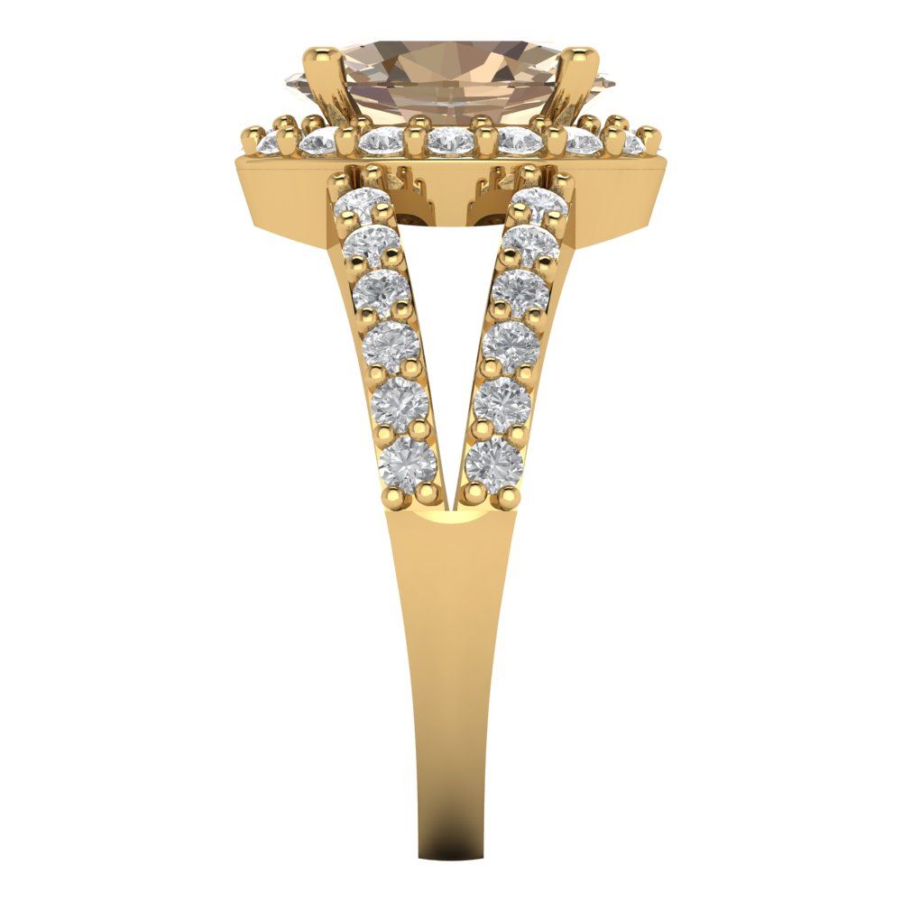 2.6 cttw Yellow Moissanite Hidden Halo Engagement Ring - Solid Gold (Oval Cut,9x7mm)