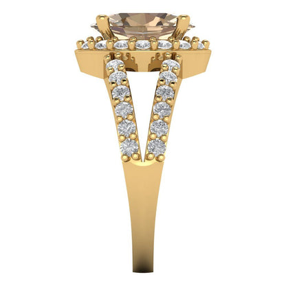 2.6 cttw Yellow Moissanite Hidden Halo Engagement Ring - Solid Gold (Oval Cut,9x7mm)