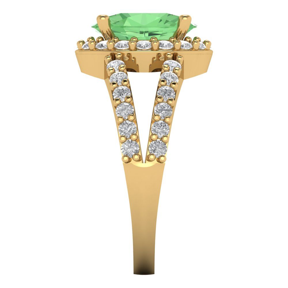 2.6 cttw Zirconia Simulated Green Diamond Hidden Halo Engagement Ring - Solid Gold (VVS1, Oval Cut,9x7mm)