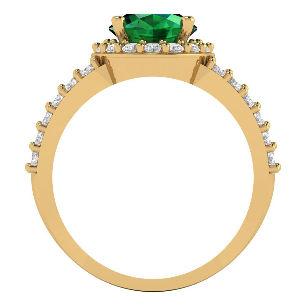 2.6 cttw Simulated Emerald Hidden Halo Engagement Ring - Solid Gold (Oval Cut,9x7mm)