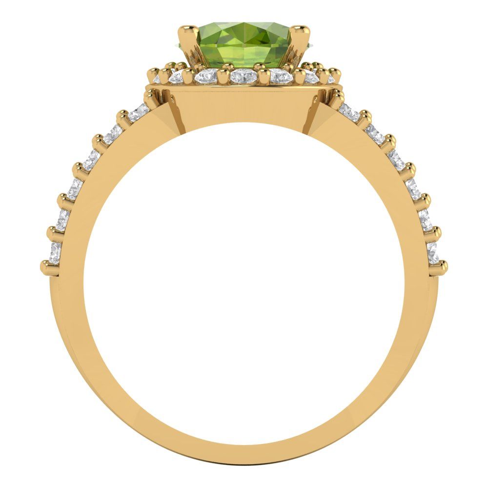 2.6 cttw Natural Peridot Hidden Halo Engagement Ring - Solid Gold (Oval Cut,9x7mm)