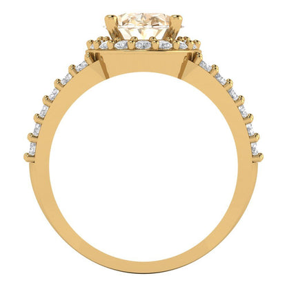 2.6 cttw Natural Morganite Hidden Halo Engagement Ring - Solid Gold (Oval Cut,9x7mm)