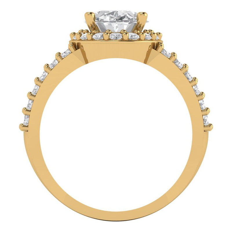 2.78 ct Brilliant Oval Cut Natural Diamond Stone Clarity SI1-2 Color G-H Yellow Gold Halo Solitaire with Accents Ring