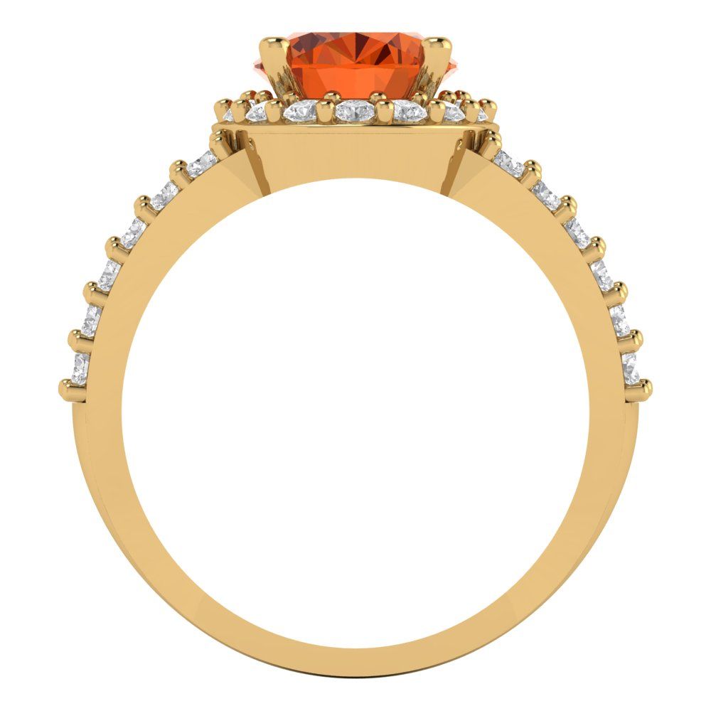 2.6 cttw Simulated Pink Tourmaline Hidden Halo Engagement Ring - Solid Gold (Oval Cut,9x7mm)