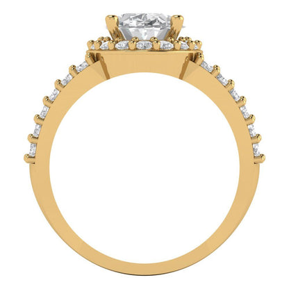2.6 cttw Zirconia Simulated Diamond Hidden Halo Engagement Ring - Solid Gold (VVS1, Oval Cut,9x7mm)