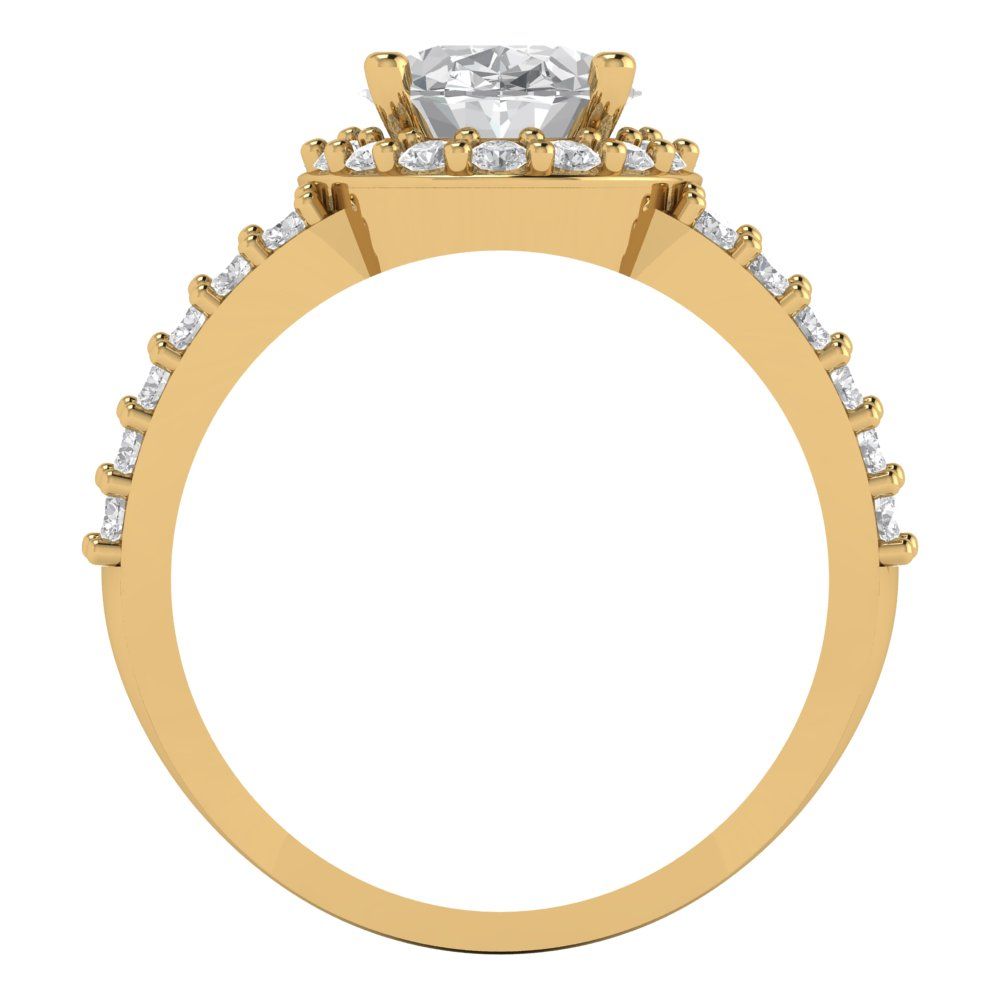 2.6 cttw White Sapphire Hidden Halo Engagement Ring - Solid Gold (Oval Cut,9x7mm)