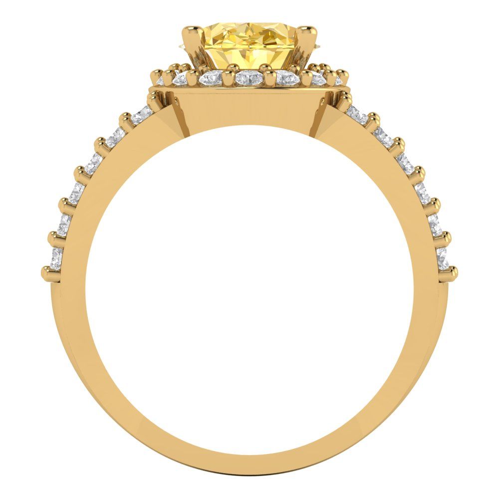 2.6 cttw Natural Citrine Hidden Halo Engagement Ring - Solid Gold (Oval Cut,9x7mm)