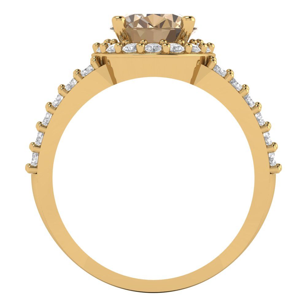 2.6 cttw Yellow Moissanite Hidden Halo Engagement Ring - Solid Gold (Oval Cut,9x7mm)