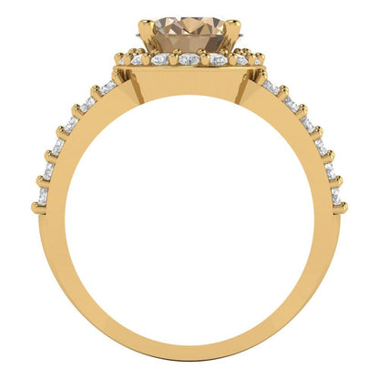 2.6 cttw Yellow Moissanite Hidden Halo Engagement Ring - Solid Gold (Oval Cut,9x7mm)