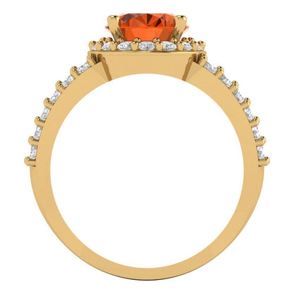 2.6 cttw Simulated Ruby Hidden Halo Engagement Ring - Solid Gold (Oval Cut,9x7mm)