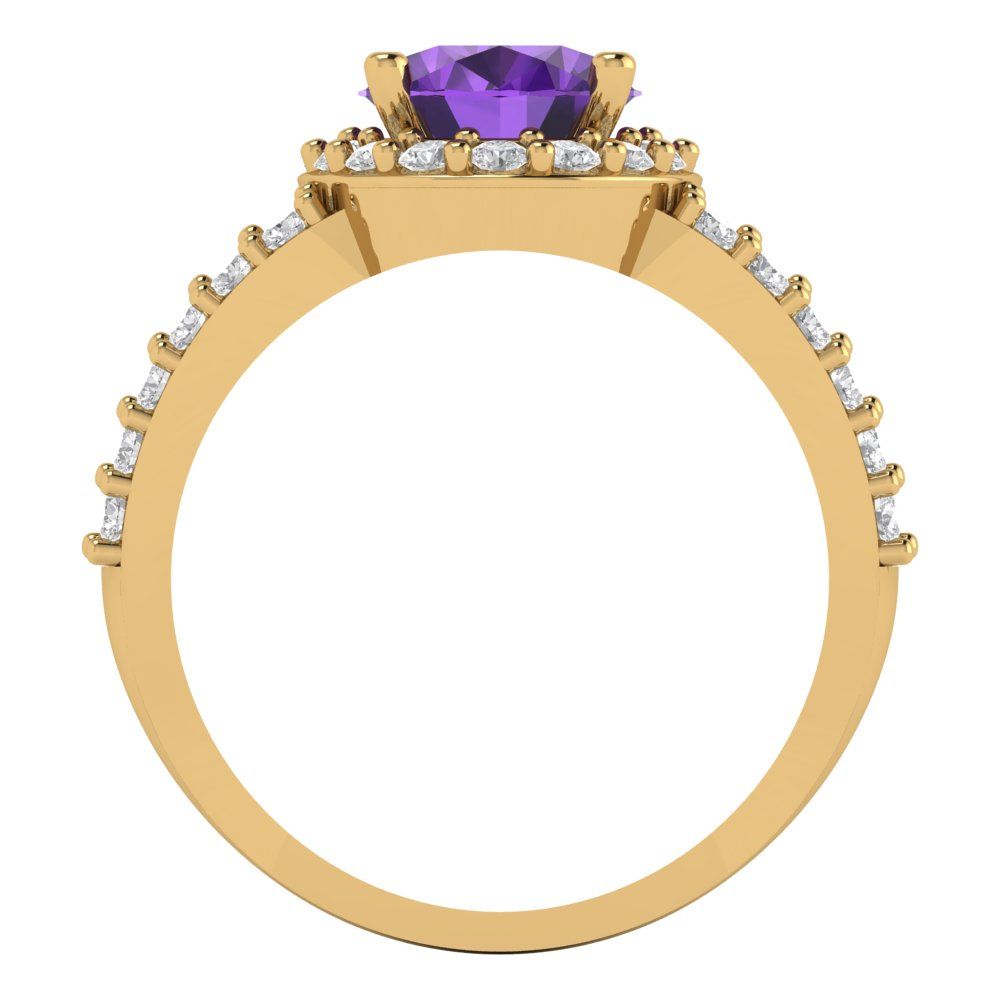 2.6 cttw Natural Amethyst Hidden Halo Engagement Ring - Solid Gold (Oval Cut,9x7mm)