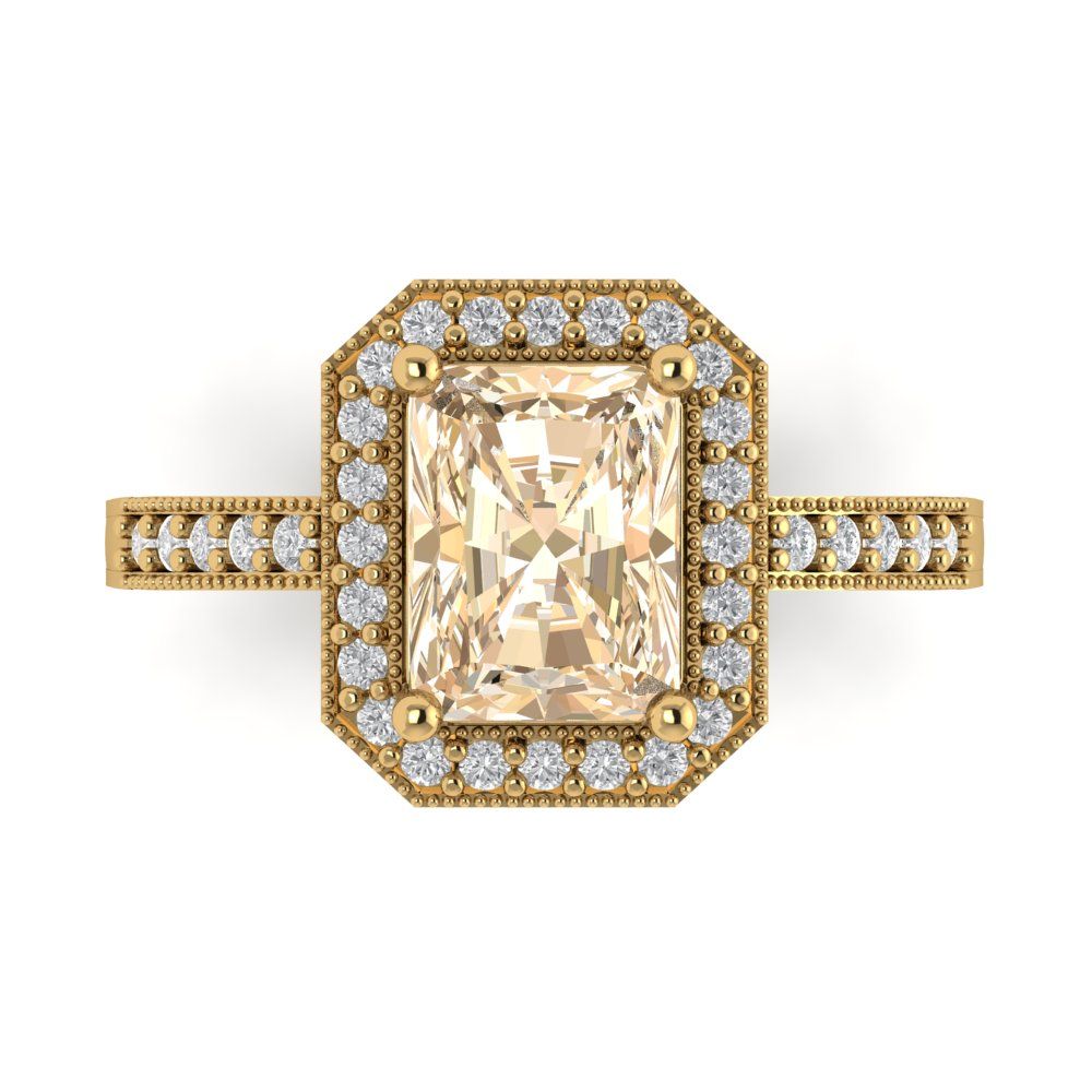 2.78 cttw Natural Morganite Hidden Halo Engagement Ring - Solid Gold (Emerald Cut,8.5x6.5mm)