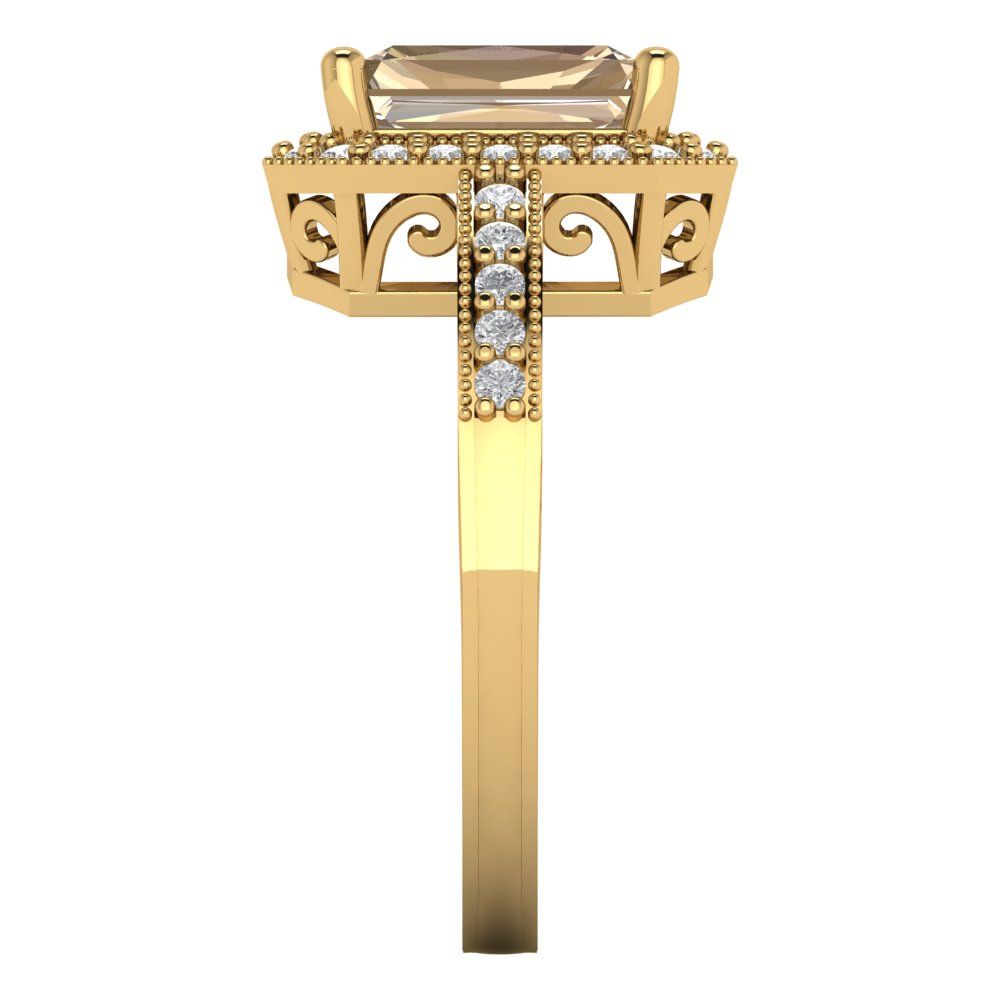 2.78 cttw Yellow Moissanite Hidden Halo Engagement Ring - Solid Gold (Emerald Cut,8.5x6.5mm)