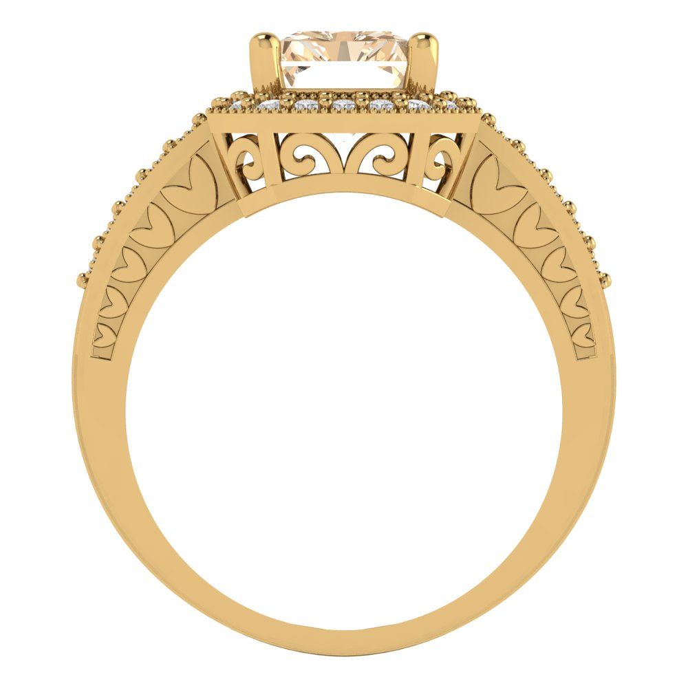 2.78 cttw Natural Morganite Hidden Halo Engagement Ring - Solid Gold (Emerald Cut,8.5x6.5mm)