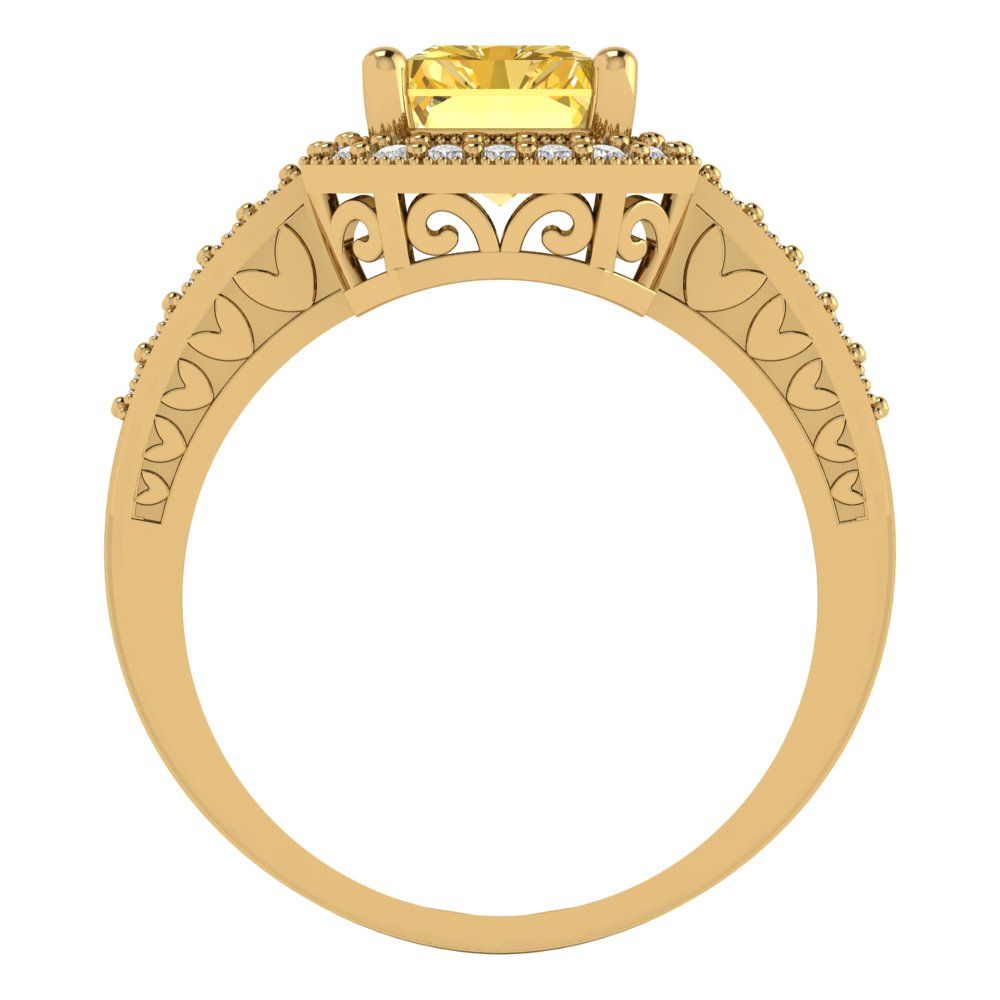 2.78 cttw Natural Citrine Hidden Halo Engagement Ring - Solid Gold (Emerald Cut,8.5x6.5mm)