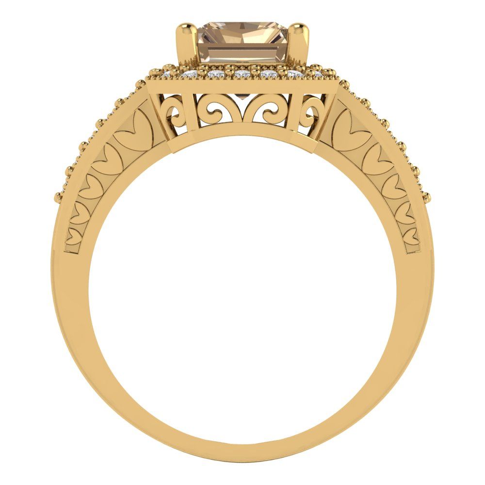 2.78 cttw Yellow Moissanite Hidden Halo Engagement Ring - Solid Gold (Emerald Cut,8.5x6.5mm)