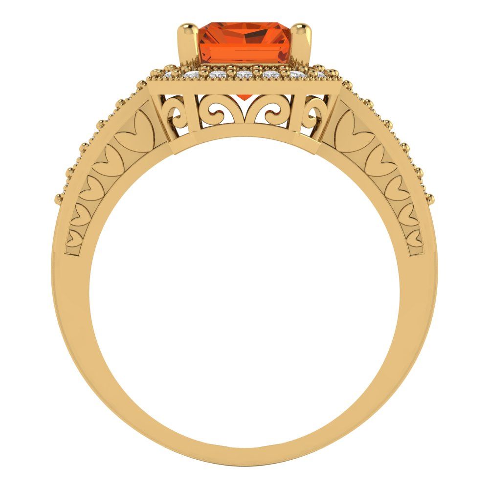 2.78 cttw Simulated Pink Tourmaline Hidden Halo Engagement Ring - Solid Gold (Emerald Cut,8.5x6.5mm)