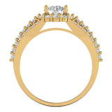 1.76 ct Brilliant Round Cut Clear Simulated Diamond Stone Yellow Gold Halo Solitaire with Accents Ring