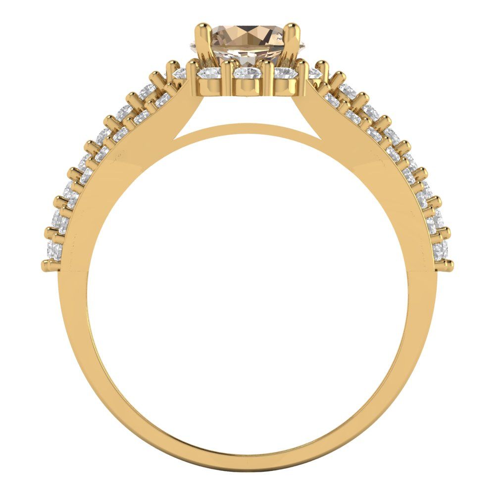 1.83 cttw Yellow Moissanite Hidden Halo Engagement Ring - Solid Gold (Round Cut,6.5mm)