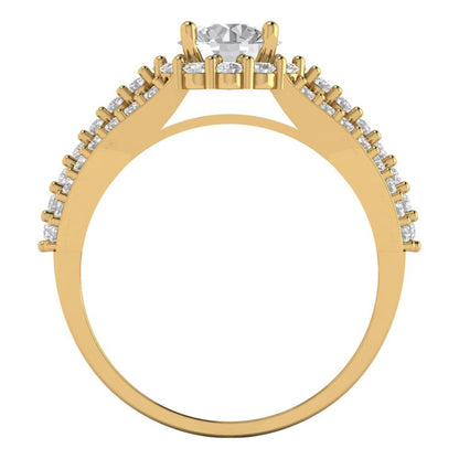 1.83 cttw White Sapphire Hidden Halo Engagement Ring - Solid Gold (Round Cut,6.5mm)