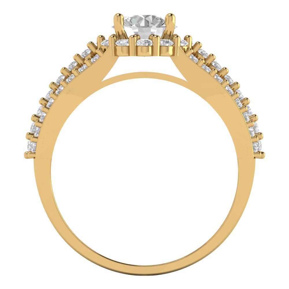 1.83 cttw Certified Moissanite Hidden Halo Engagement Ring - Solid Gold (VVS1, D-F,Round Cut,6.5mm)