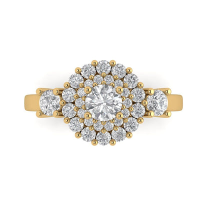 1.4 cttw White Sapphire Hidden Halo Engagement Ring - Solid Gold (Round Cut,5.0mm)