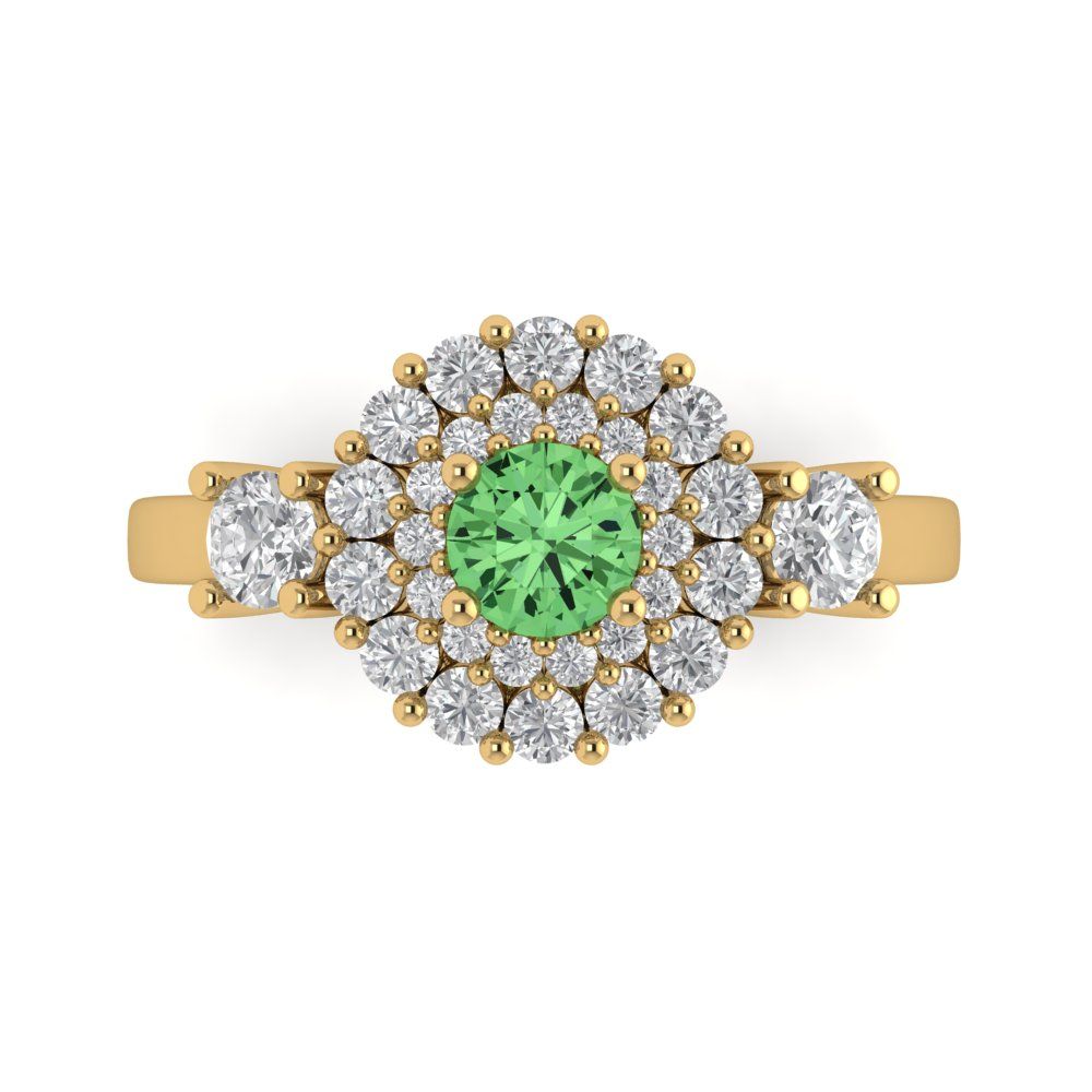 1.4 cttw Zirconia Simulated Green Diamond Hidden Halo Engagement Ring - Solid Gold (VVS1, Round Cut,5.0mm)
