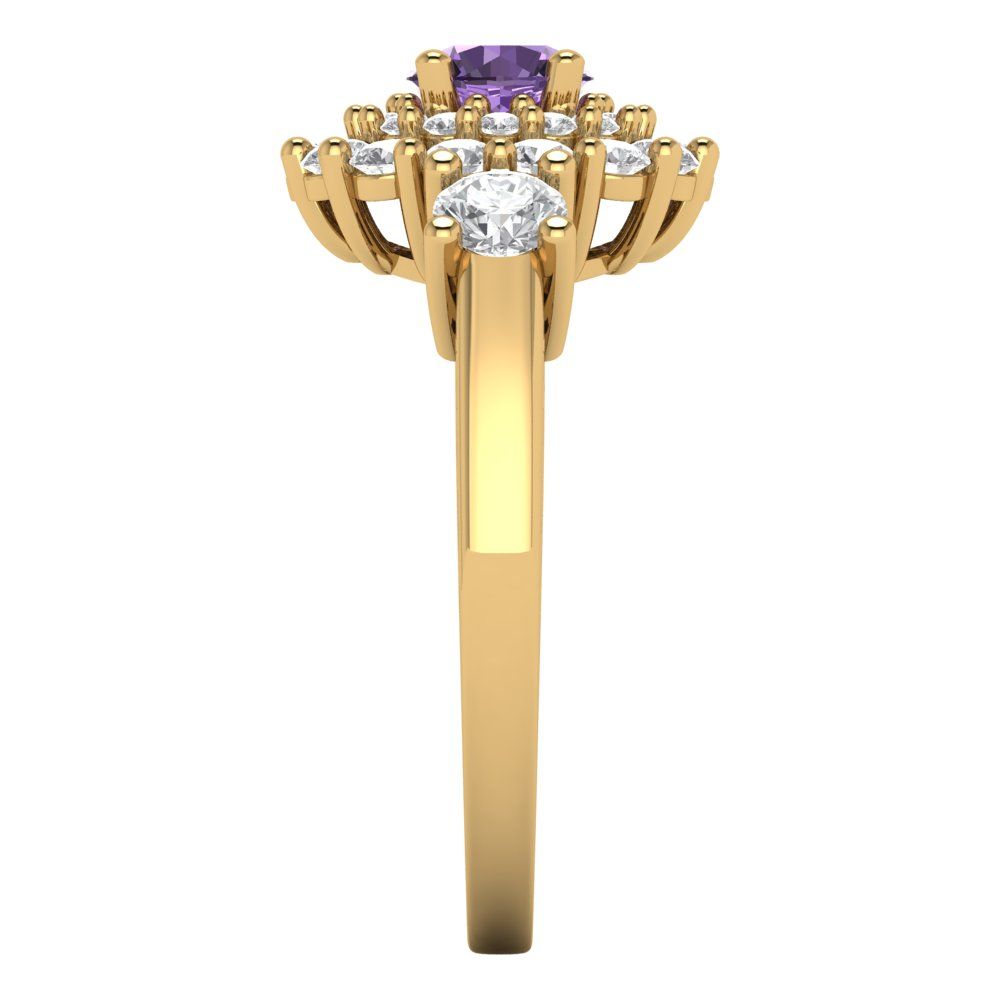 1.4 cttw Simulated Alexandrite Hidden Halo Engagement Ring - Solid Gold (Round Cut,5.0mm)