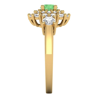 1.4 cttw Zirconia Simulated Green Diamond Hidden Halo Engagement Ring - Solid Gold (VVS1, Round Cut,5.0mm)
