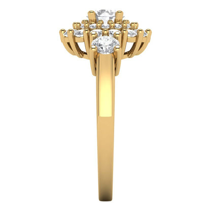 1.4 cttw White Sapphire Hidden Halo Engagement Ring - Solid Gold (Round Cut,5.0mm)