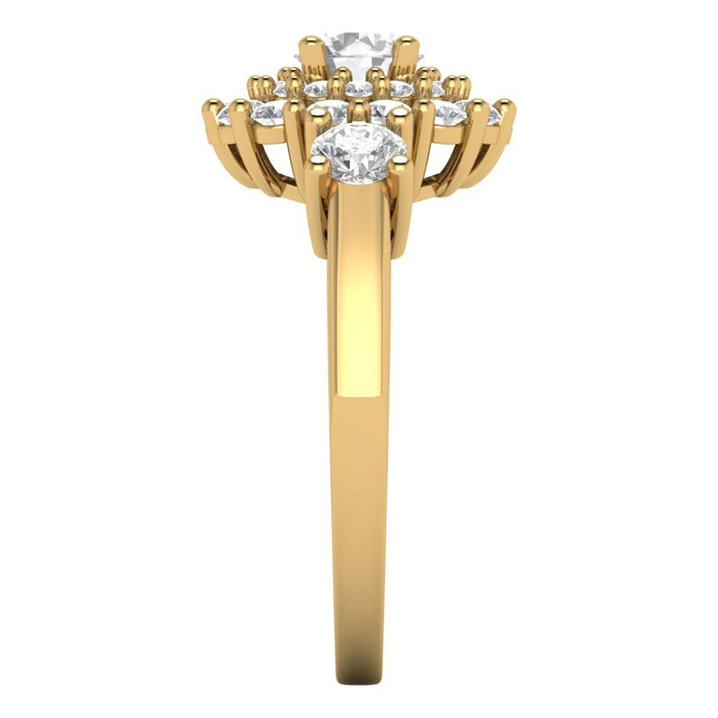 1.6 ct Brilliant Round Cut Natural Diamond Stone Clarity SI1-2 Color I-J Yellow Gold Halo Solitaire with Accents Ring