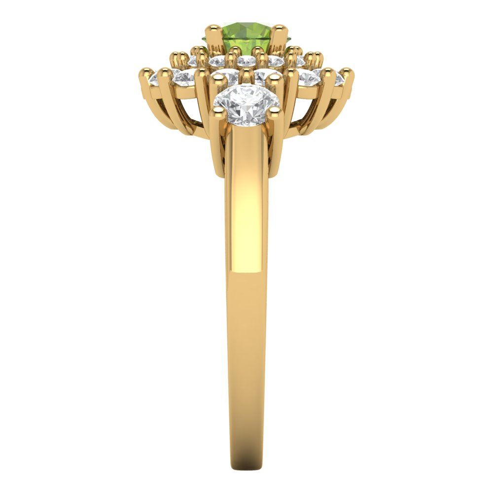 1.4 cttw Natural Peridot Hidden Halo Engagement Ring - Solid Gold (Round Cut,5.0mm)