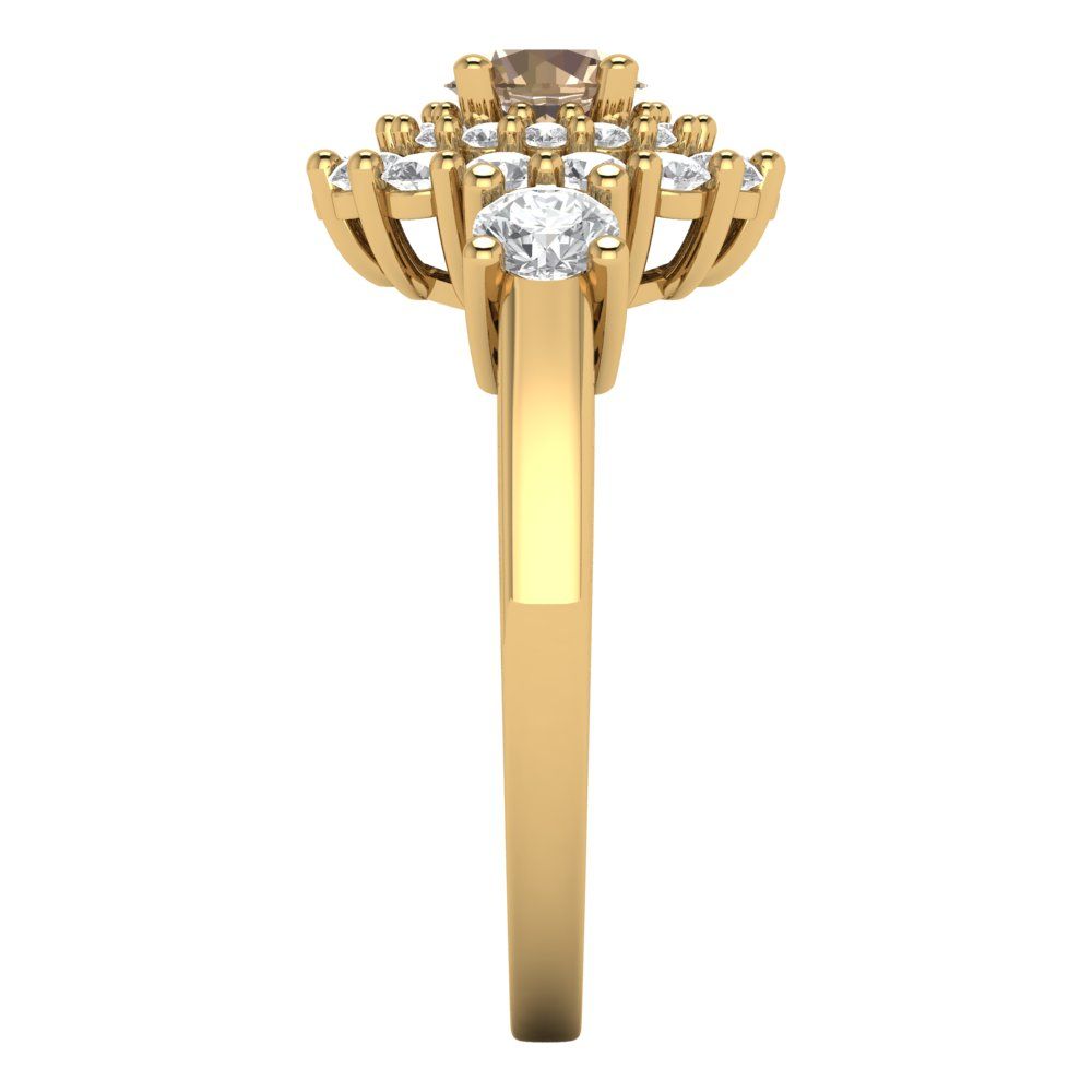 1.4 cttw Yellow Moissanite Hidden Halo Engagement Ring - Solid Gold (Round Cut,5.0mm)